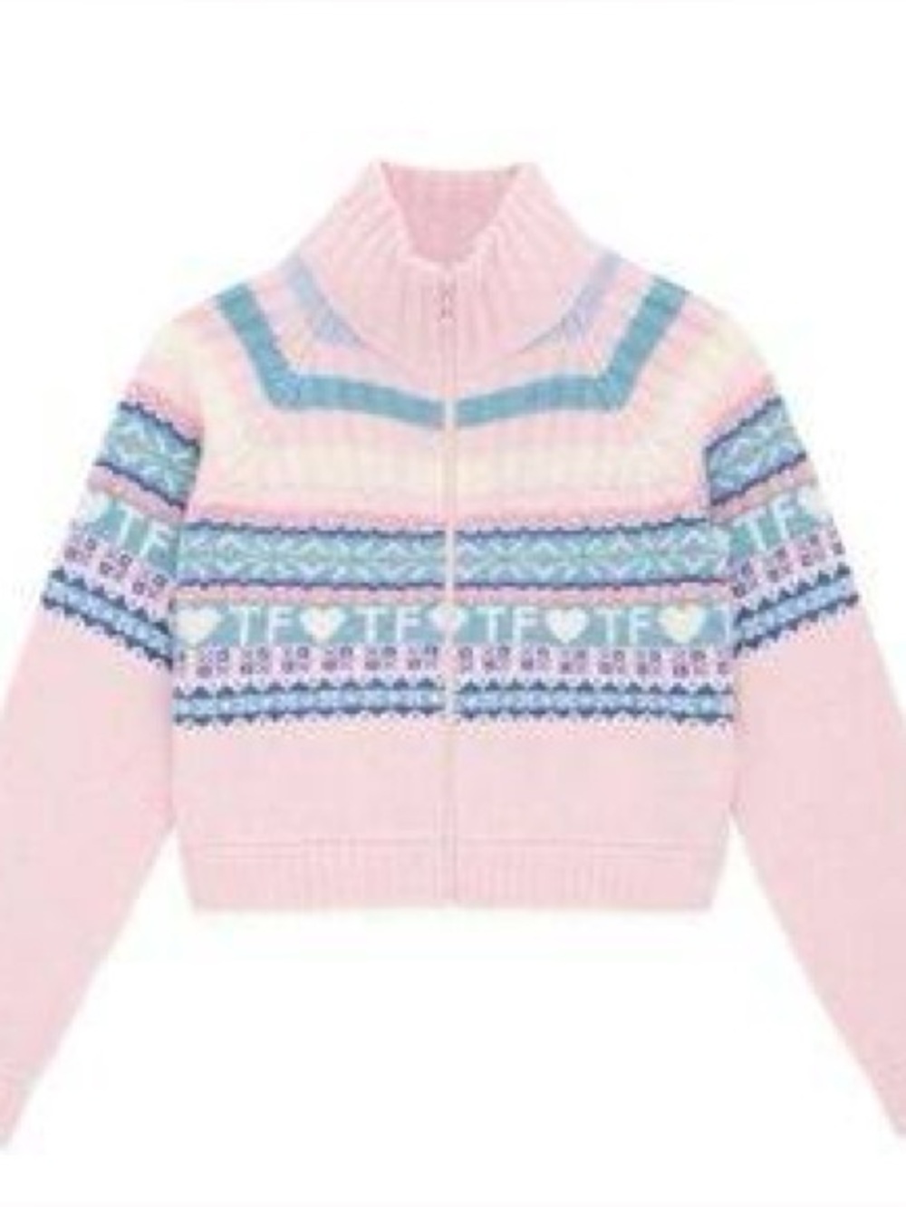 Teddy Fresh Pink Zip-Up Fair Isle Zip Sweater